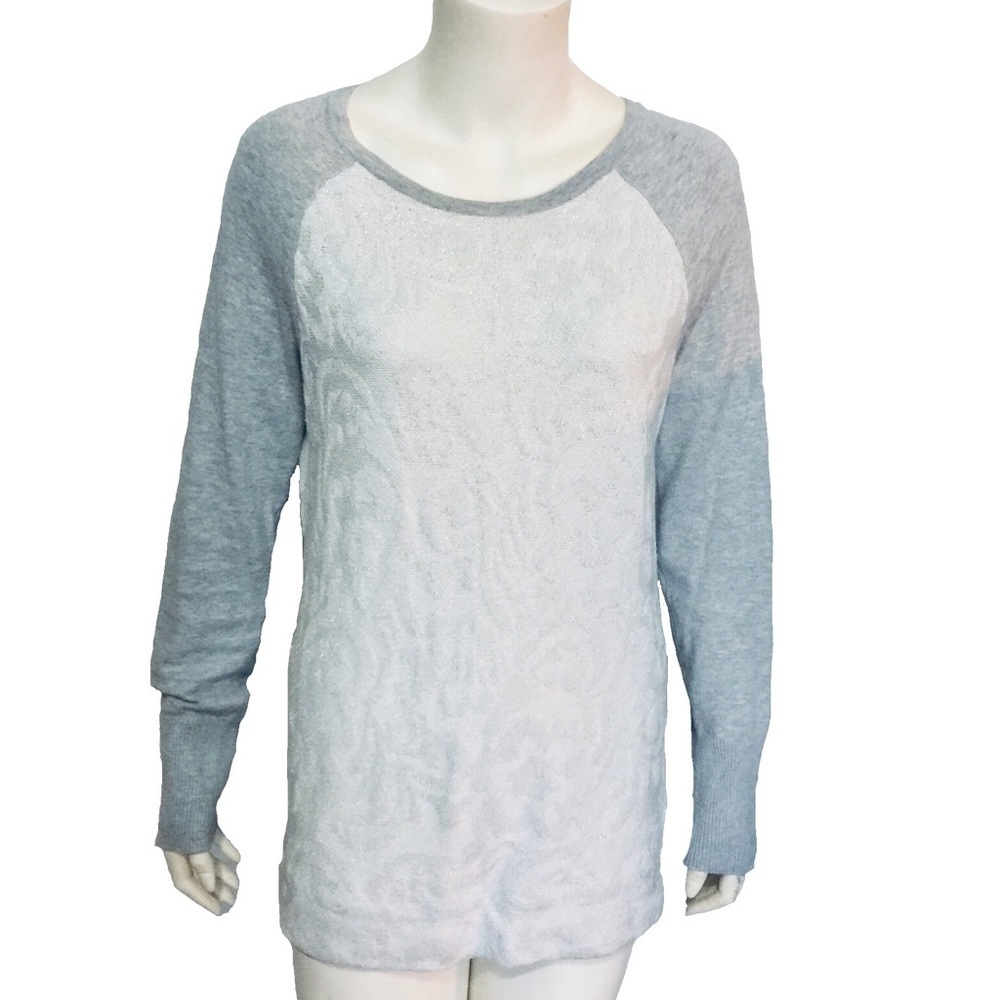 BASS | Women’s Metallic Silver Floral Sweater M